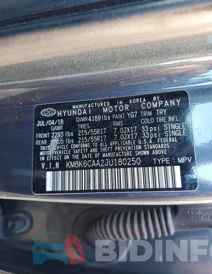 KM8K6CAA2JU180250 Photo# 13