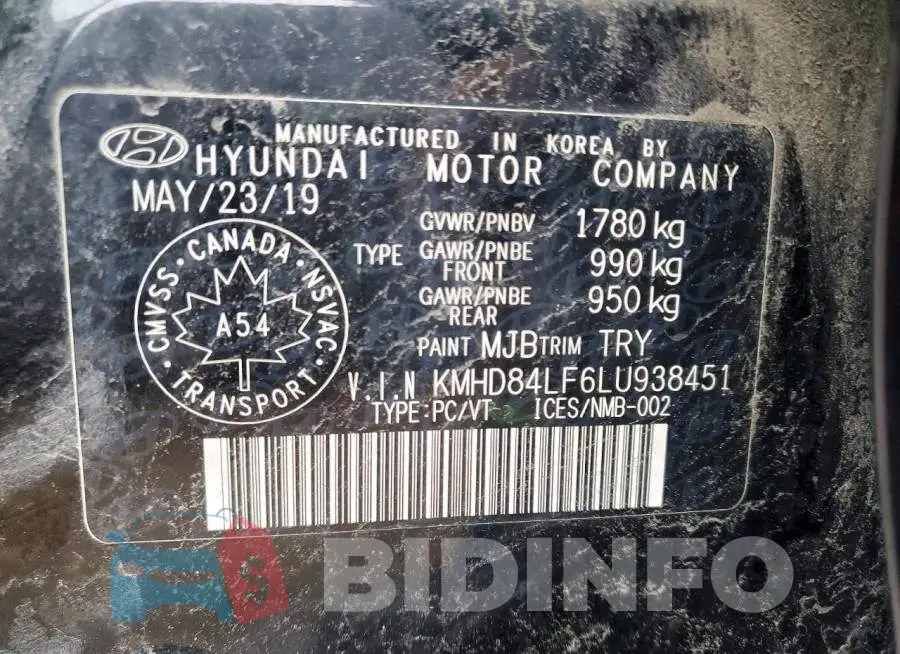 KMHD84LF6LU938451 Photo# 13