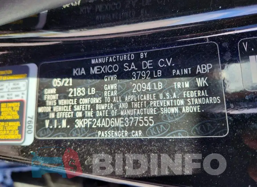 3KPF24AD6ME377555 Photo# 13