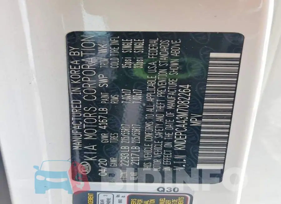 KNDEPCAA3M7082264 Photo# 14