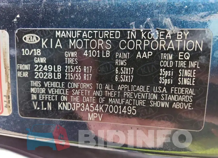 KNDJP3A54K7001495 Photo# 13