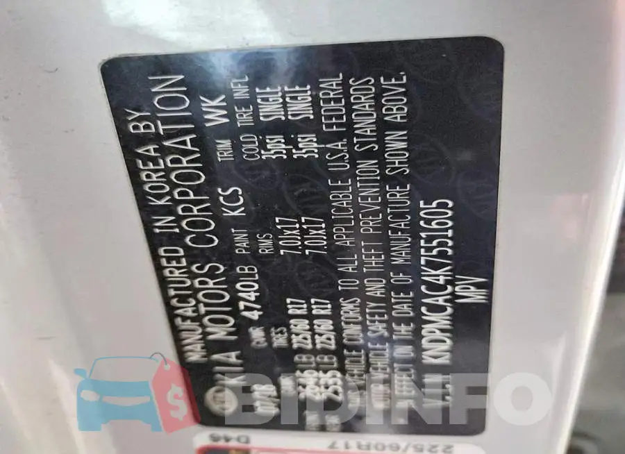 KNDPMCAC4K7551605 Photo# 13