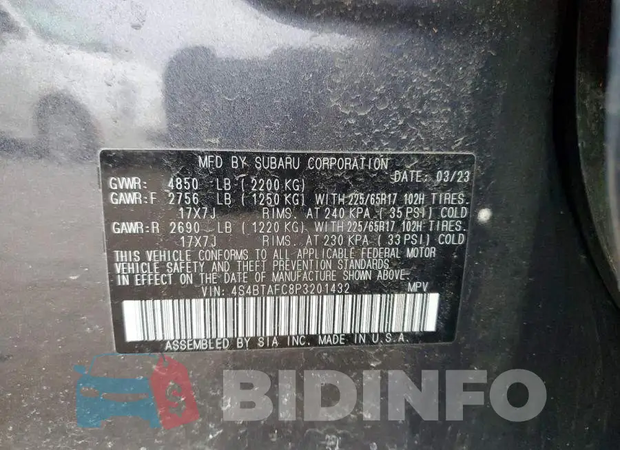 4S4BTAFC8P3201432 Photo# 13