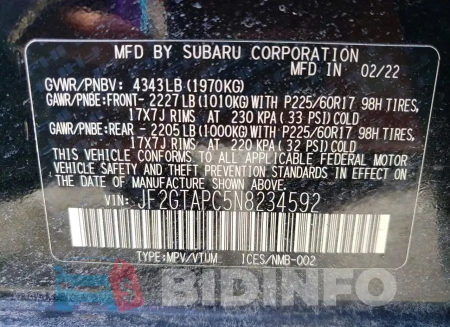 JF2GTAPC5N8234592 Photo# 13