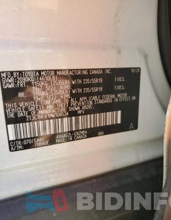 2T3C1RFV1MW108534 Photo# 13