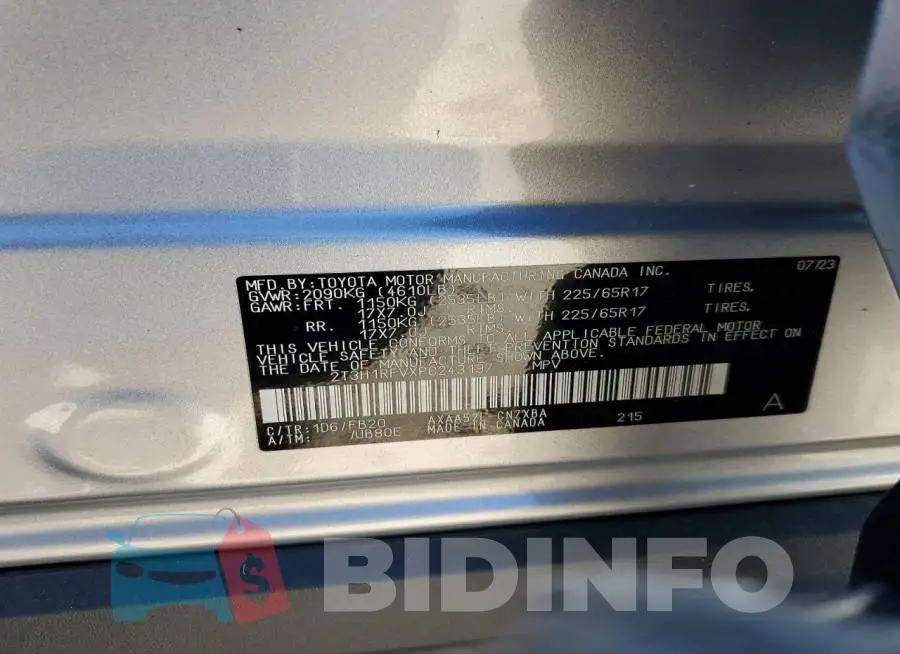 2T3H1RFVXPC243197 Photo# 13