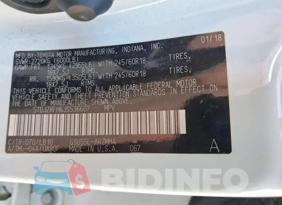 5TDJZRFH6JS536607 Photo# 13