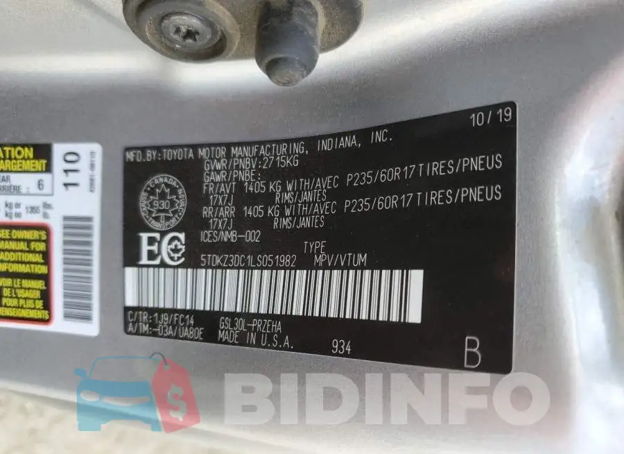 5TDKZ3DC1LS051982 Photo# 13