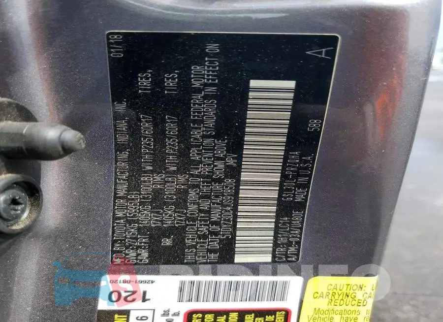 5TDYZ3DC4JS918508 Photo# 13