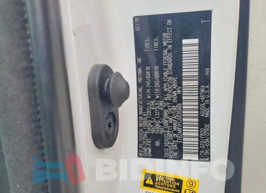 5TDZARFH1JS035666 Photo# 13