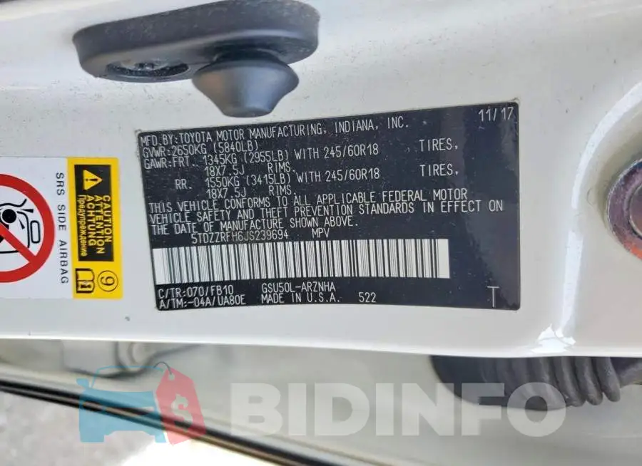 5TDZZRFH6JS239694 Photo# 13