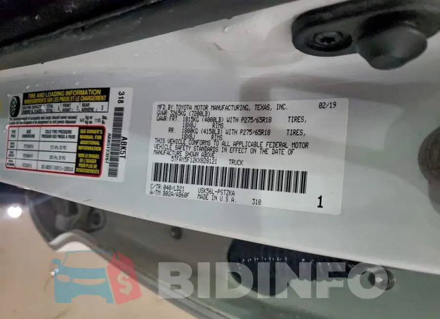 5TFAY5F12KX828121 Photo# 13
