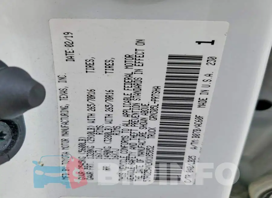 5TFCZ5AN2KX185852 Photo# 12