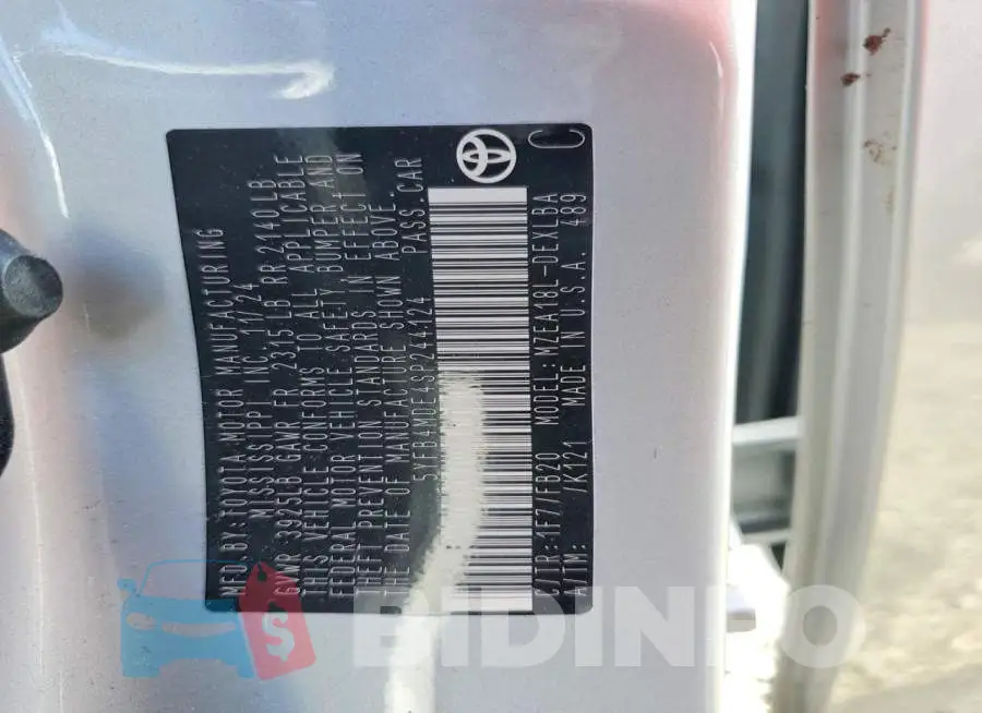 5YFB4MDE4SP244124 Photo# 12