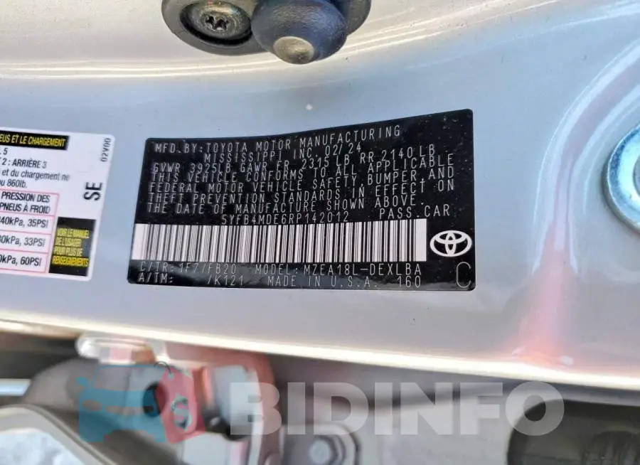 5YFB4MDE6RP142012 Photo# 12