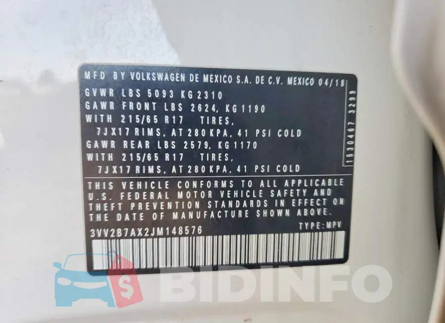 3VV2B7AX2JM148576 Photo# 13