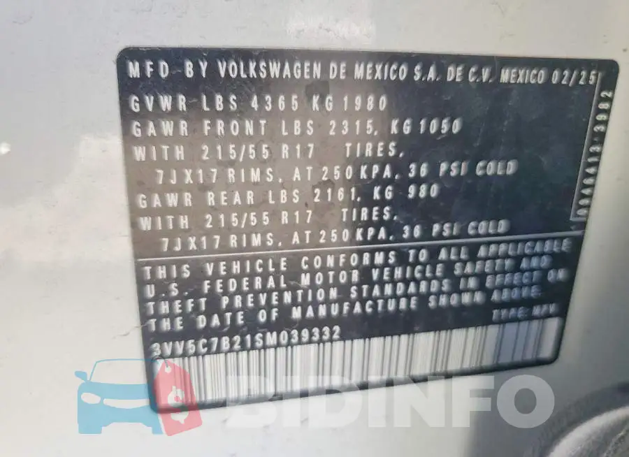 3VV5C7B21SM039332 Photo# 13