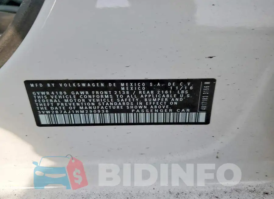 3VW2B7AJ1HM290936 Photo# 12