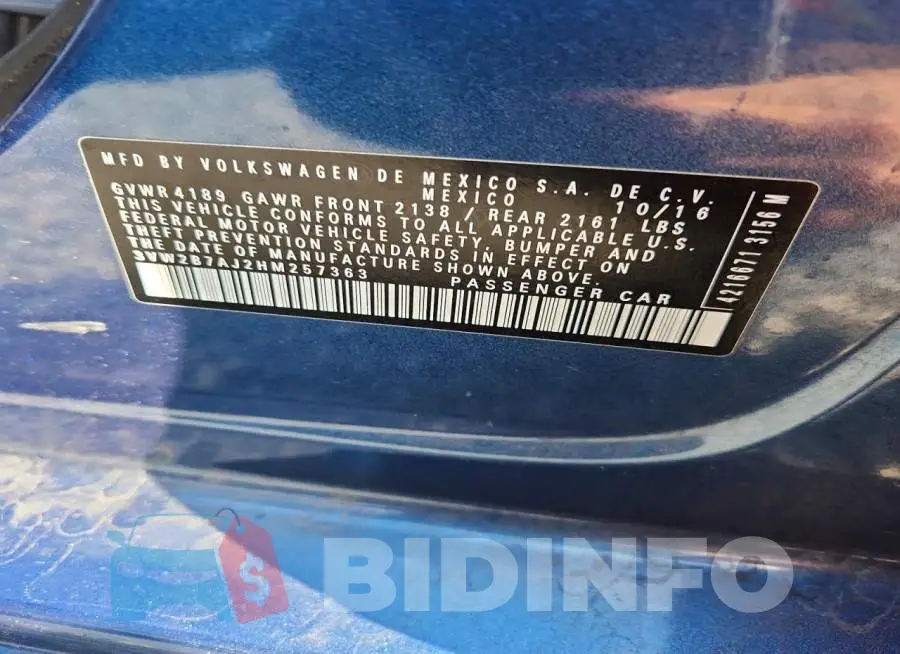 3VW2B7AJ2HM257363 Photo# 12