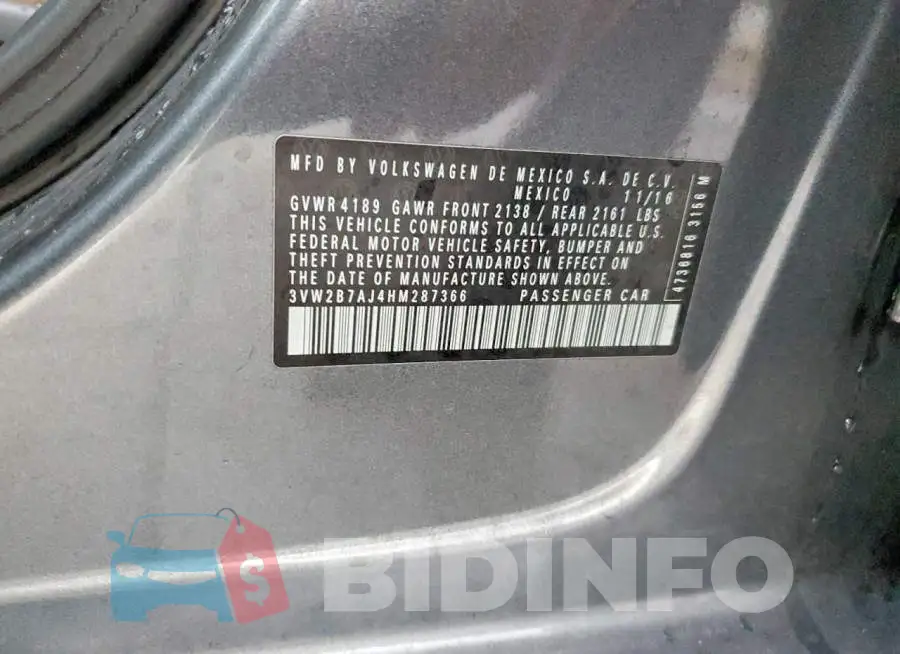 3VW2B7AJ4HM287366 Photo# 12