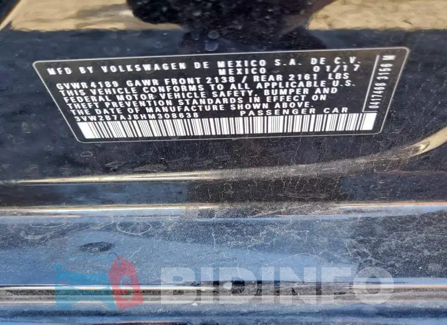 3VW2B7AJ8HM308638 Photo# 12