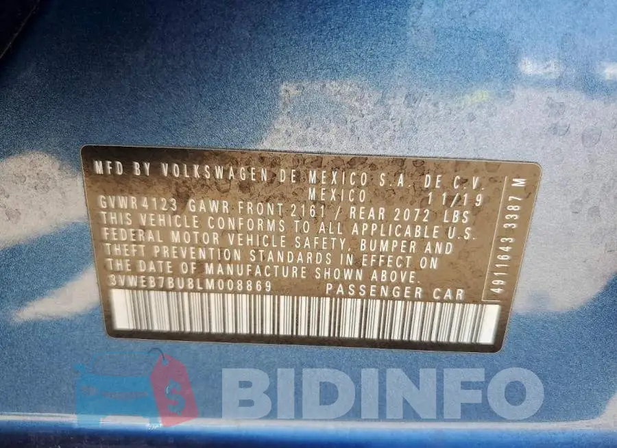 3VWEB7BU8LM008869 Photo# 12