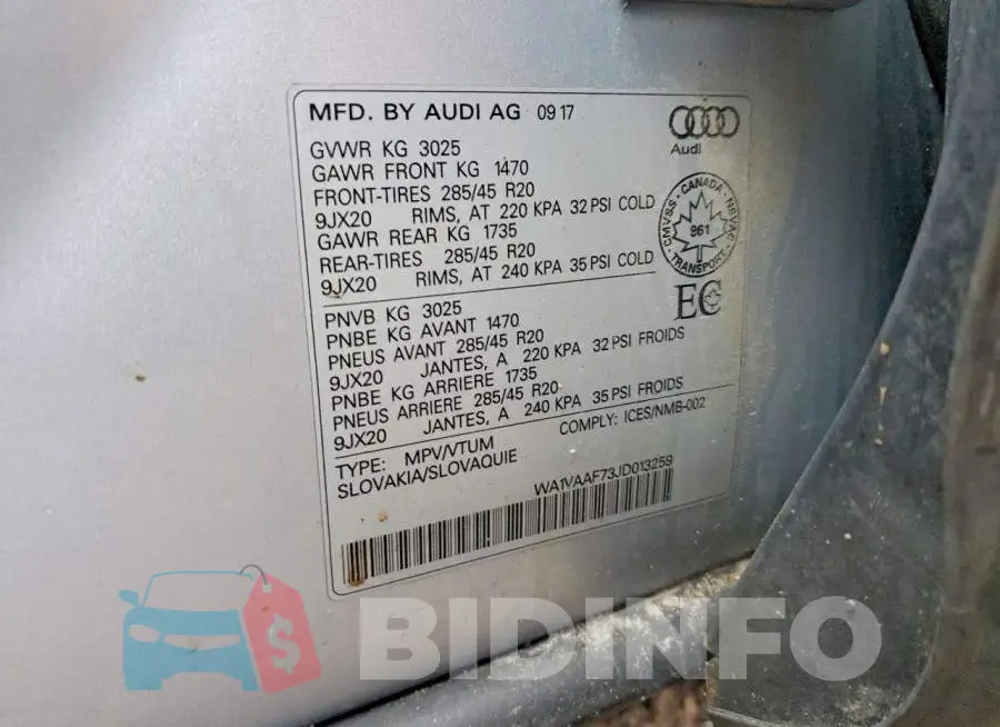 WA1VAAF73JD013259 Photo# 13