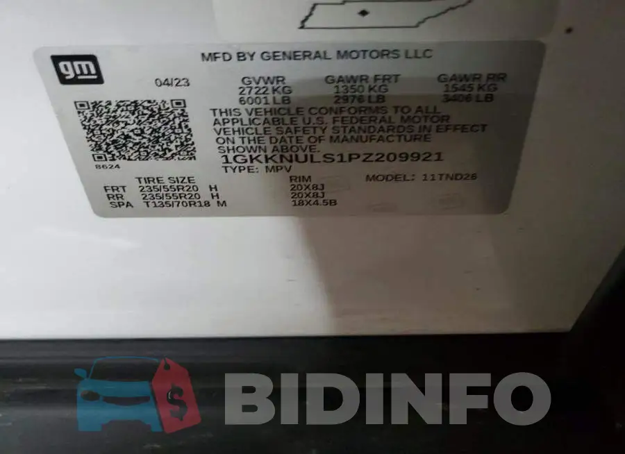 1GKKNULS1PZ209921 Photo# 13
