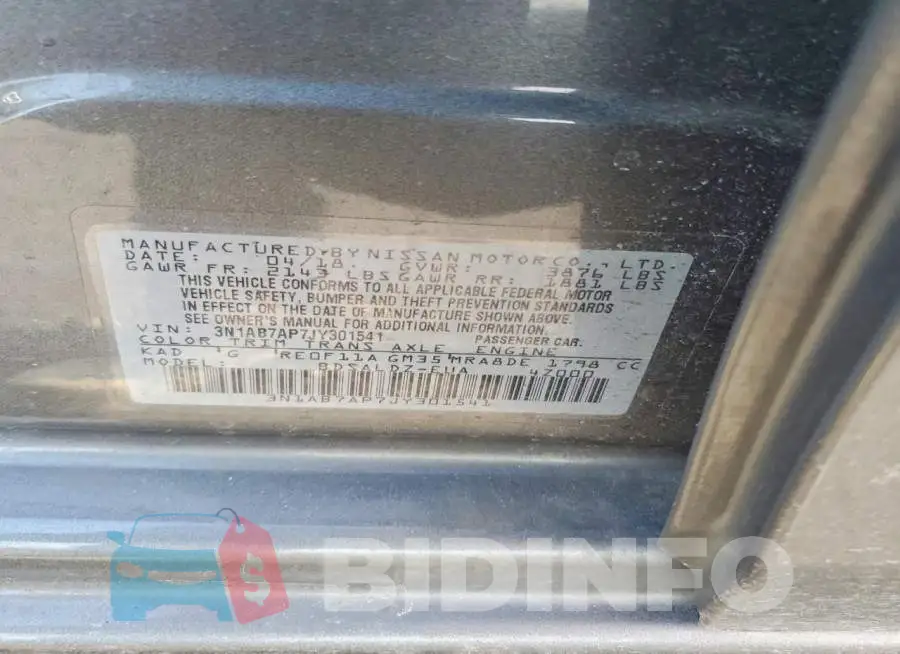 3N1AB7AP7JY301541 Photo# 12