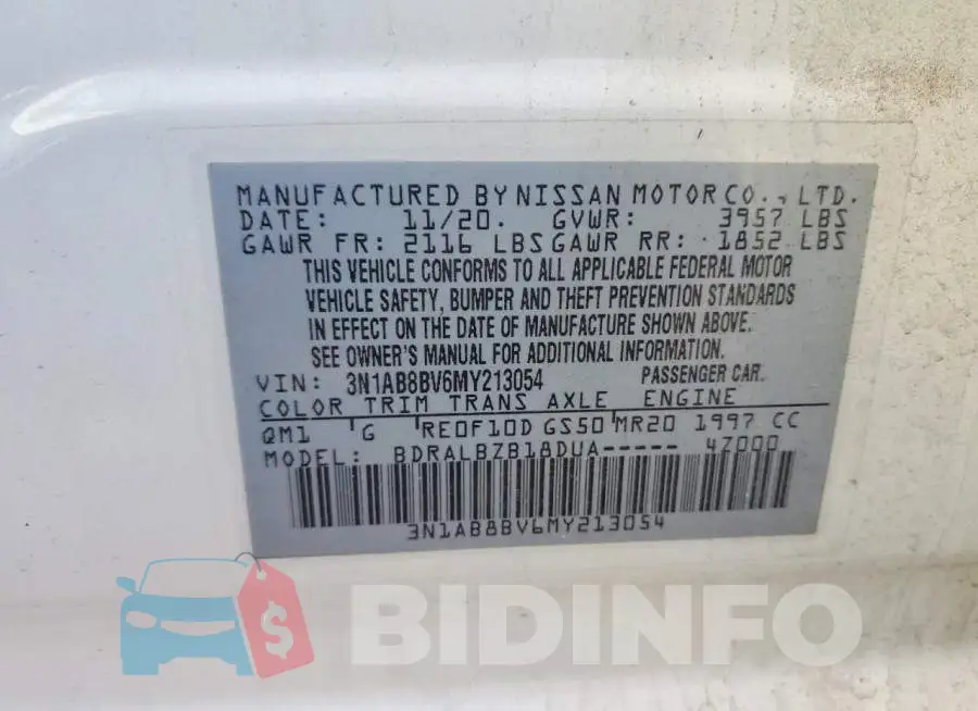 3N1AB8BV6MY213054 Photo# 12