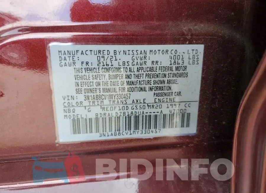 3N1AB8CV1MY330457 Photo# 13