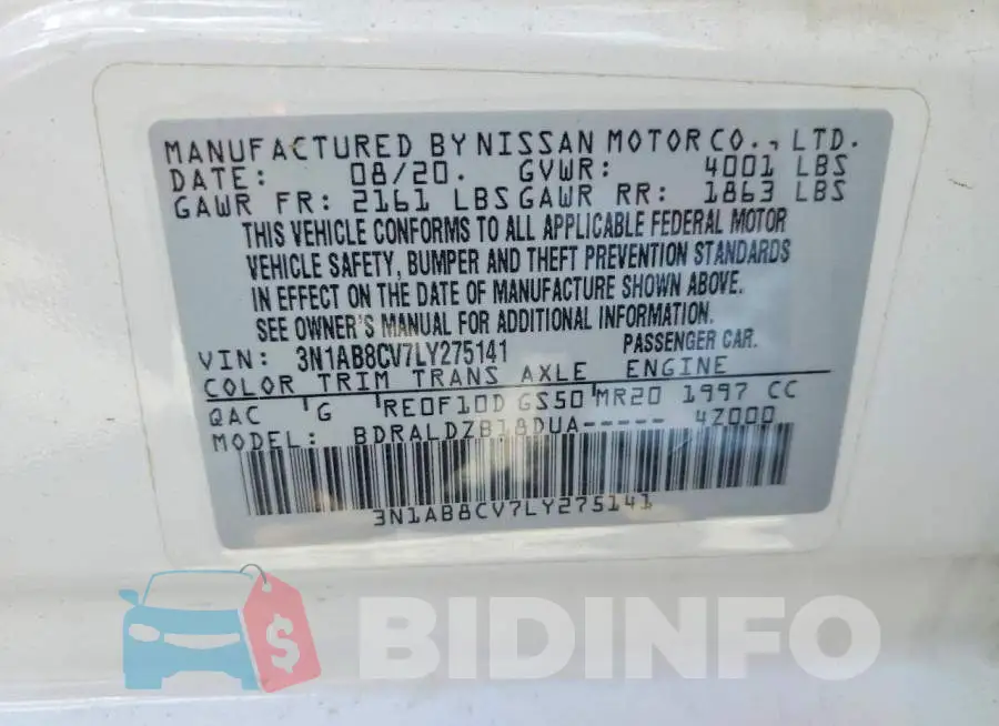 3N1AB8CV7LY275141 Photo# 13