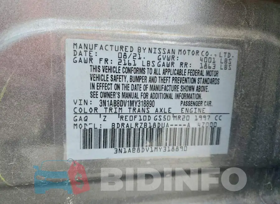 3N1AB8DV1MY318890 Photo# 12