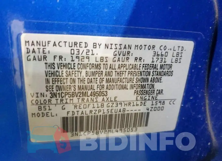 3N1CP5BV2ML495053 Photo# 14
