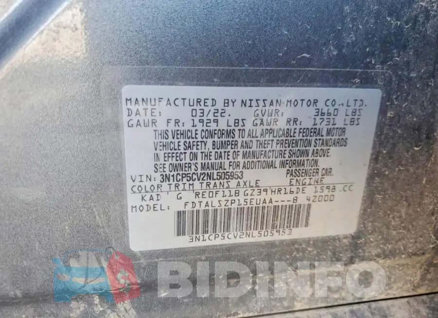 3N1CP5CV2NL505953 Photo# 14