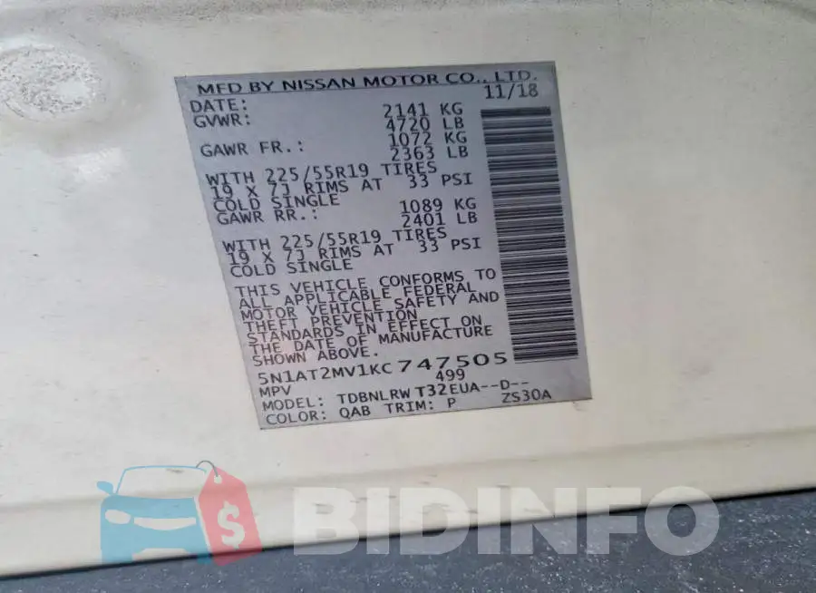 5N1AT2MV1KC747505 Photo# 13