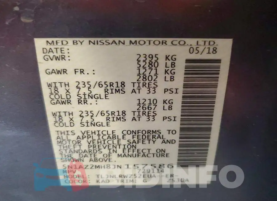5N1AZ2MH8JN157586 Photo# 14