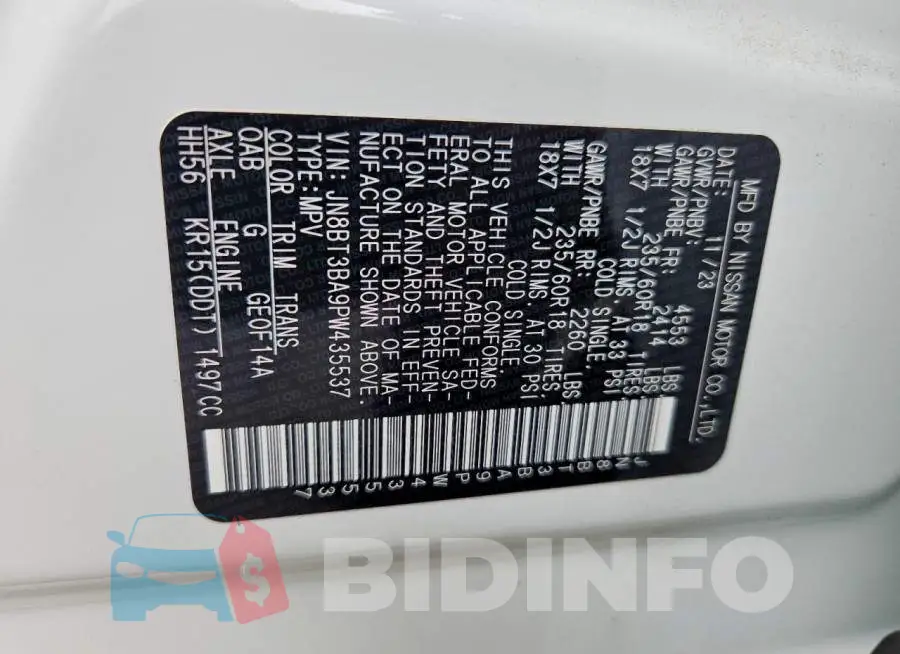 JN8BT3BA9PW435537 Photo# 13