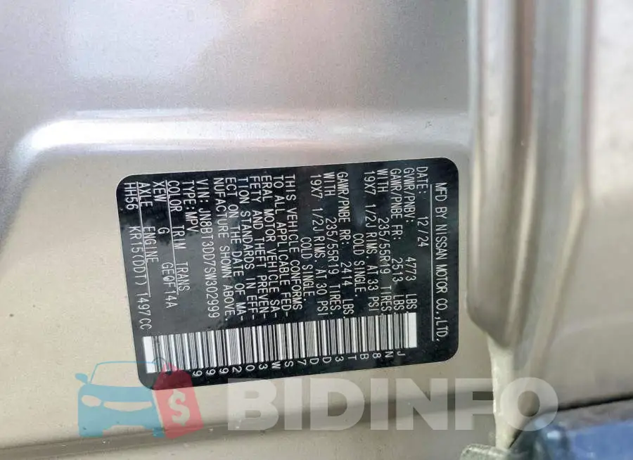 JN8BT3DD7SW302999 Photo# 13