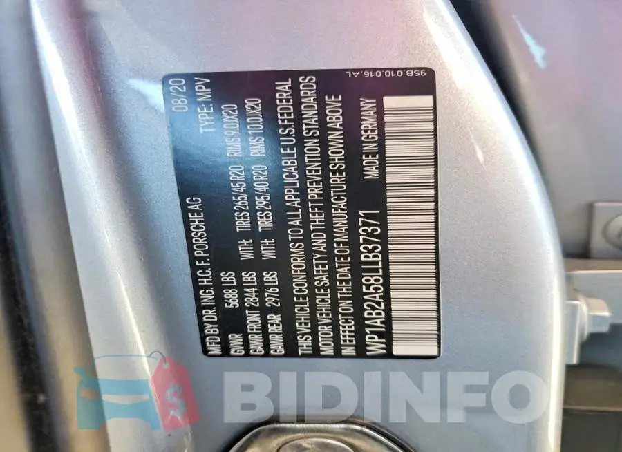 WP1AB2A58LLB37371 Photo# 12