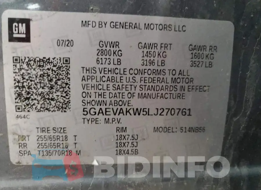 5GAEVAKW5LJ270761 Photo# 14