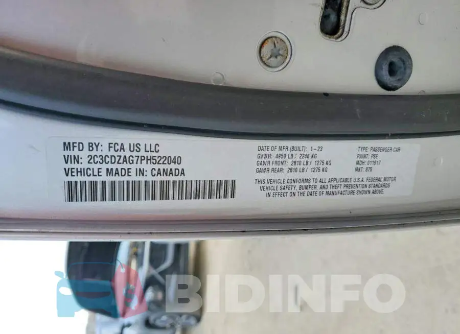 2C3CDZAG7PH522040 Photo# 11