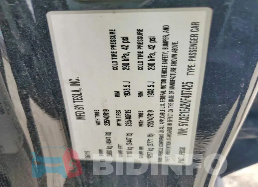 5YJ3E1EA2KF407425 Photo# 12