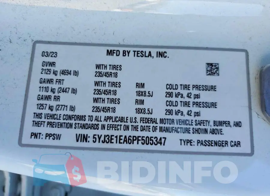 5YJ3E1EA6PF505347 Photo# 12