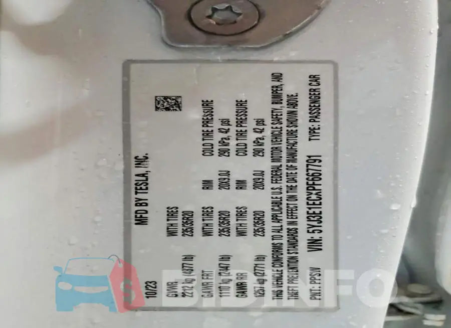 5YJ3E1ECXPF667791 Photo# 12
