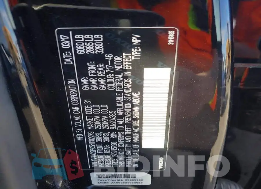 YV4A22PK5H1182279 Photo# 12