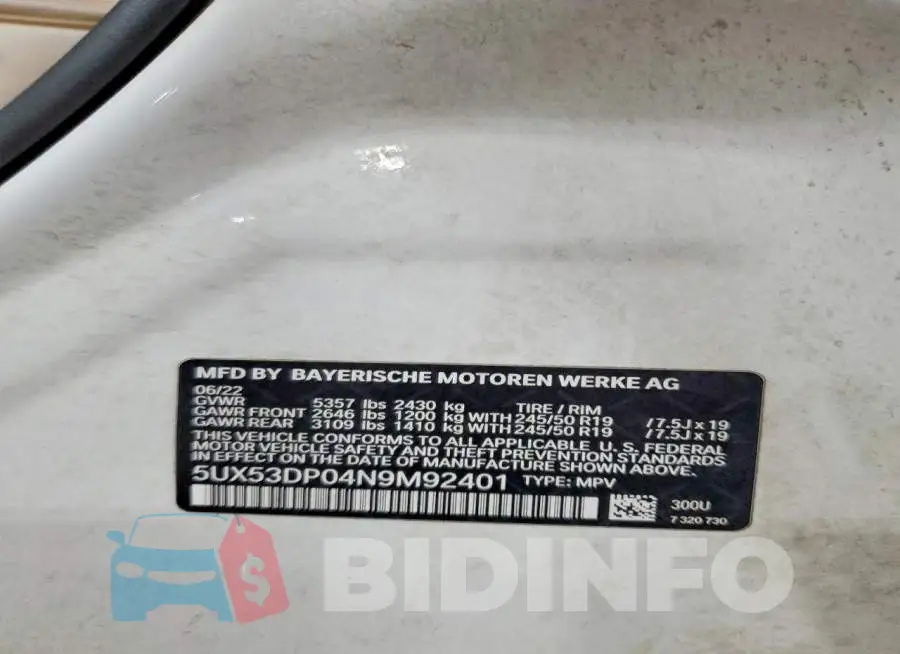 5UX53DP04N9M92401 Photo# 13