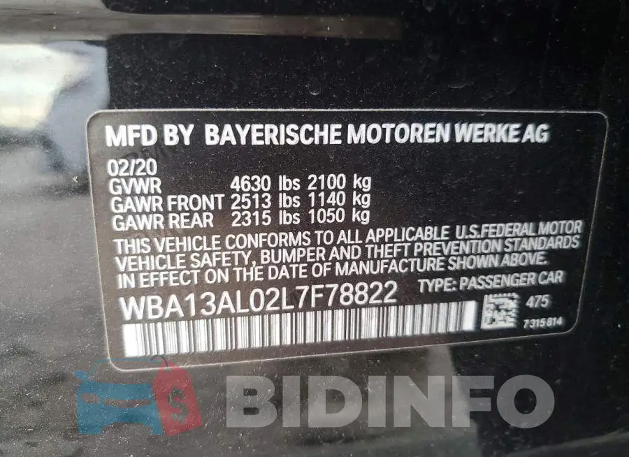 WBA13AL02L7F78822 Photo# 13