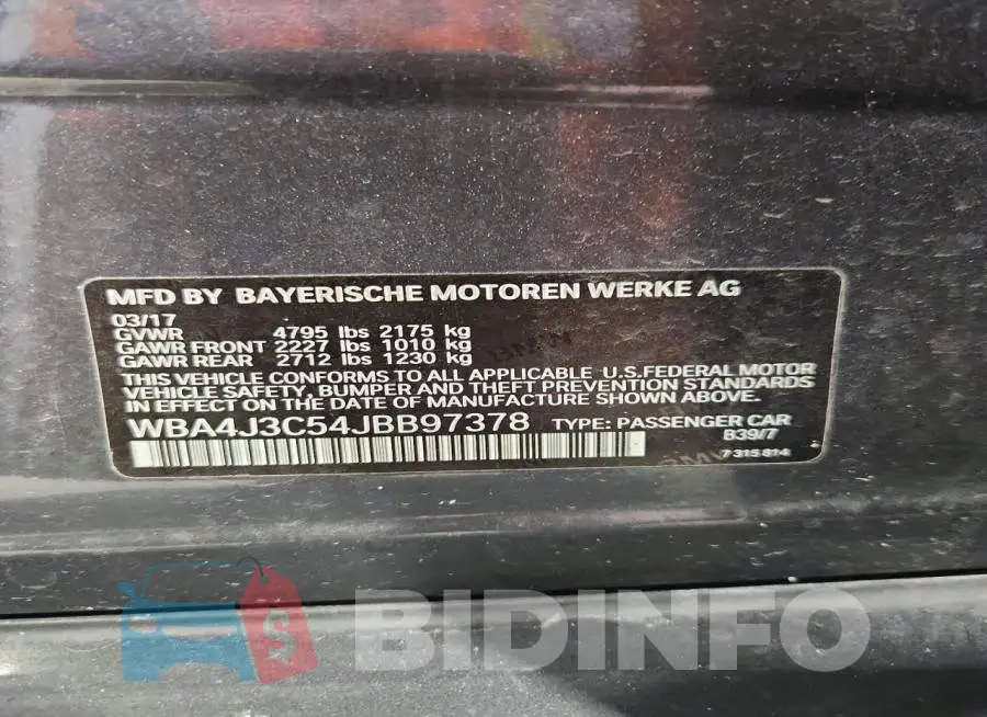 WBA4J3C54JBB97378 Photo# 14