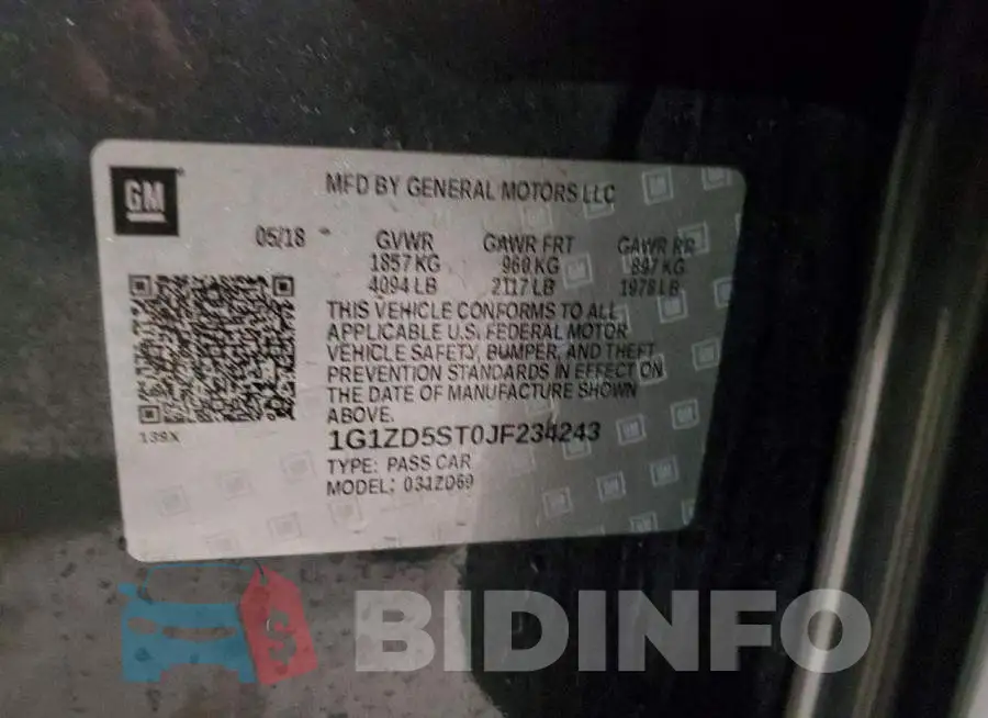 1G1ZD5ST0JF234243 Photo# 12